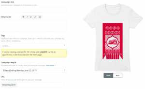 The copy portion of your TeeSpring campaign