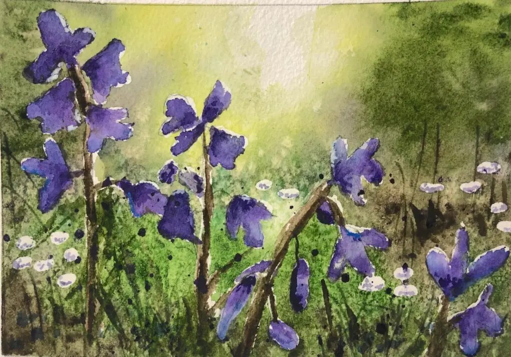 Blue bonnets watercolor painting