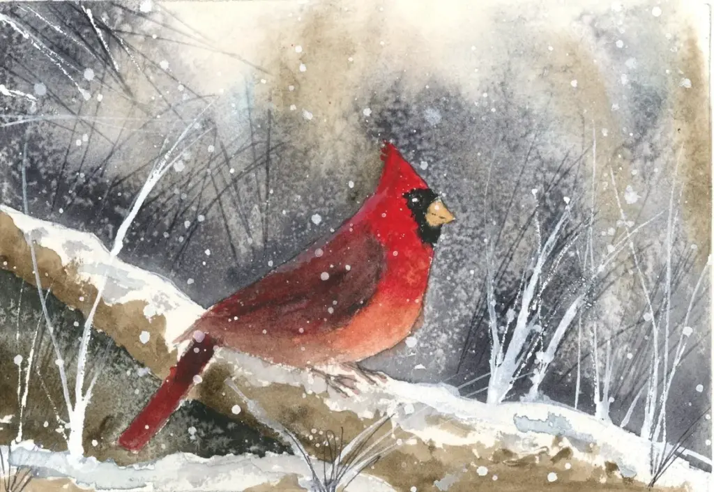cardinal watercolor painting