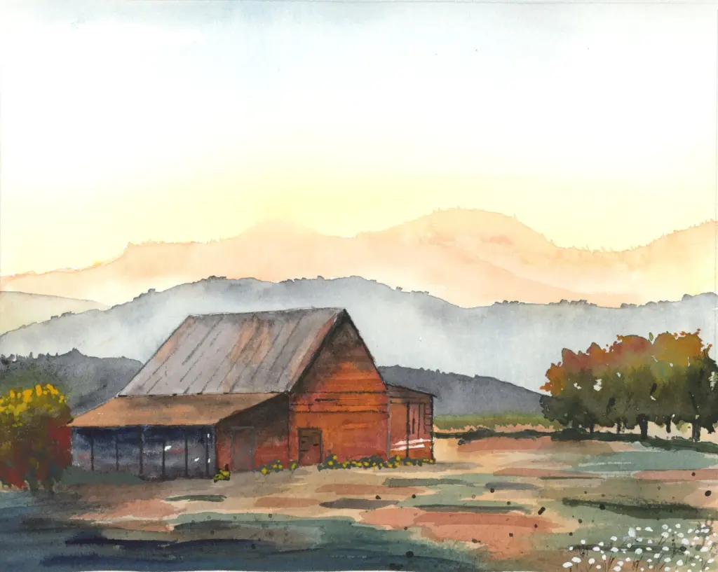 Tennessee Valley barn watercolor painting