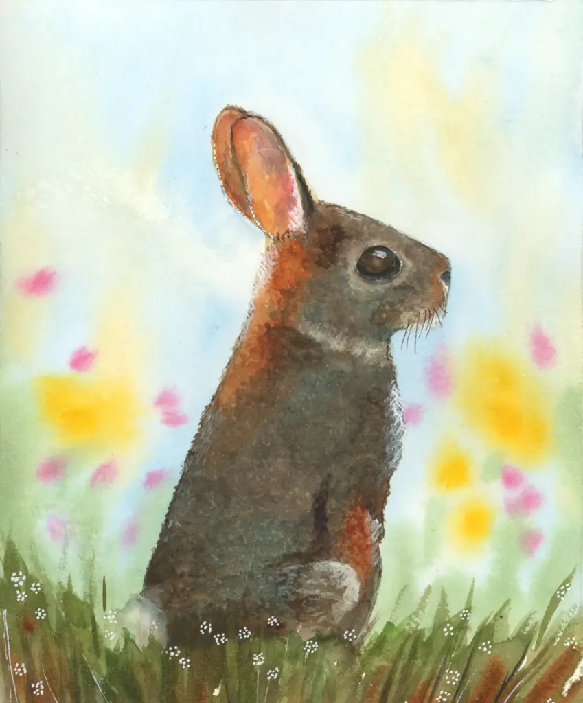 rabbit watercolor painting